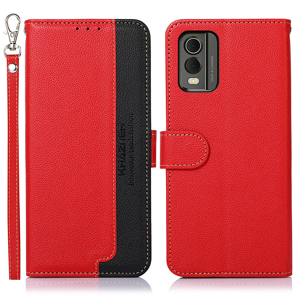 KHAZNEH For Nokia C32 Litchi Texture RFID Blocking Phone Case Leather Wallet Stand Anti-drop Cover