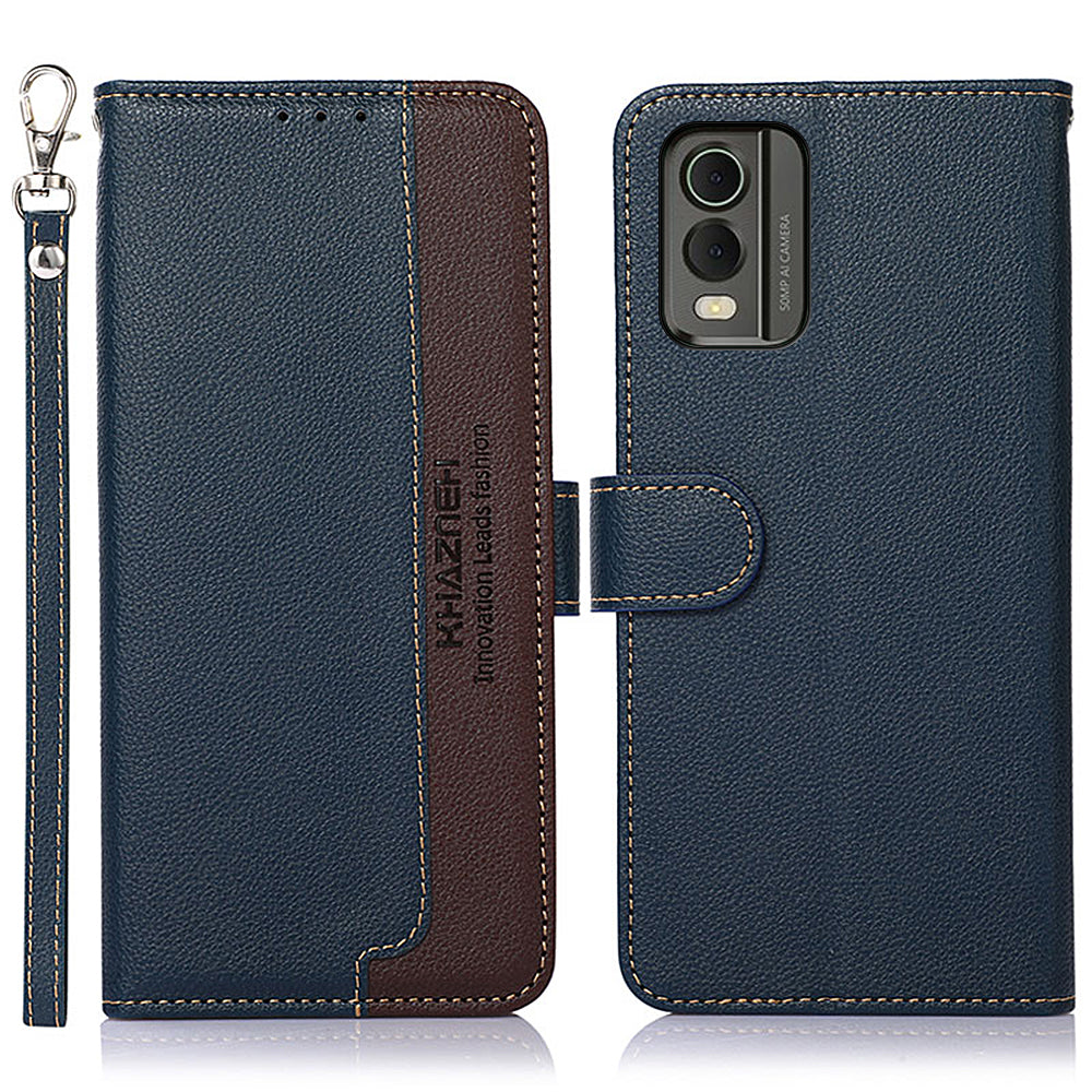 KHAZNEH For Nokia C32 Litchi Texture RFID Blocking Phone Case Leather Wallet Stand Anti-drop Cover