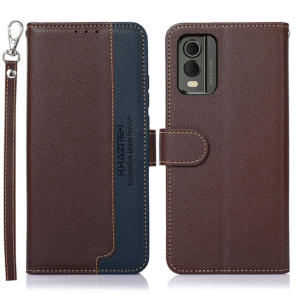 KHAZNEH For Nokia C32 Litchi Texture RFID Blocking Phone Case Leather Wallet Stand Anti-drop Cover