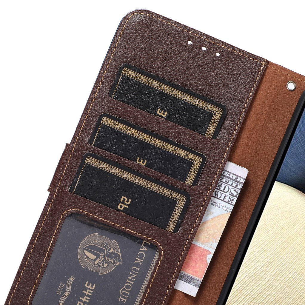 KHAZNEH For Nokia C32 Litchi Texture RFID Blocking Phone Case Leather Wallet Stand Anti-drop Cover