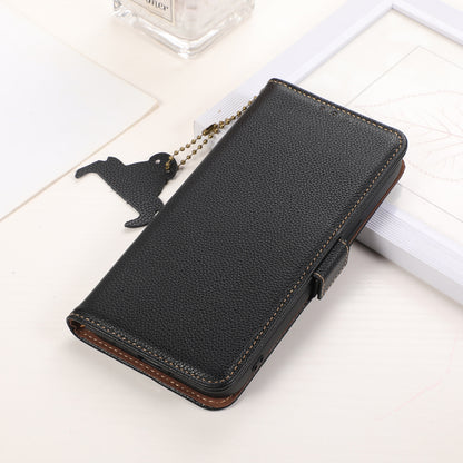 For Nokia C32 RFID Blocking Phone Cover Genuine Cow Leather Phone Case with Stand Wallet