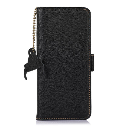 For Nokia C32 RFID Blocking Phone Cover Genuine Cow Leather Phone Case with Stand Wallet