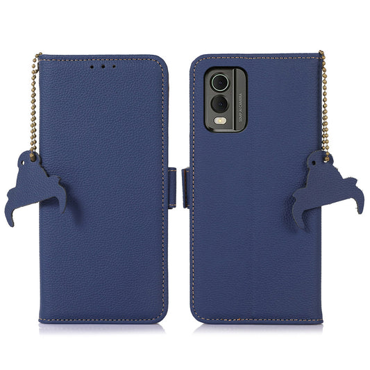For Nokia C32 RFID Blocking Phone Cover Genuine Cow Leather Phone Case with Stand Wallet