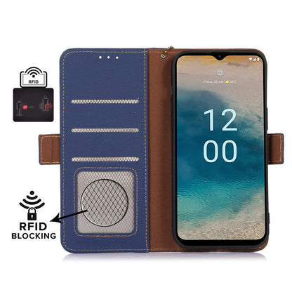 For Nokia C32 RFID Blocking Phone Cover Genuine Cow Leather Phone Case with Stand Wallet