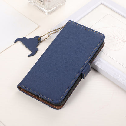 For Nokia C32 RFID Blocking Phone Cover Genuine Cow Leather Phone Case with Stand Wallet