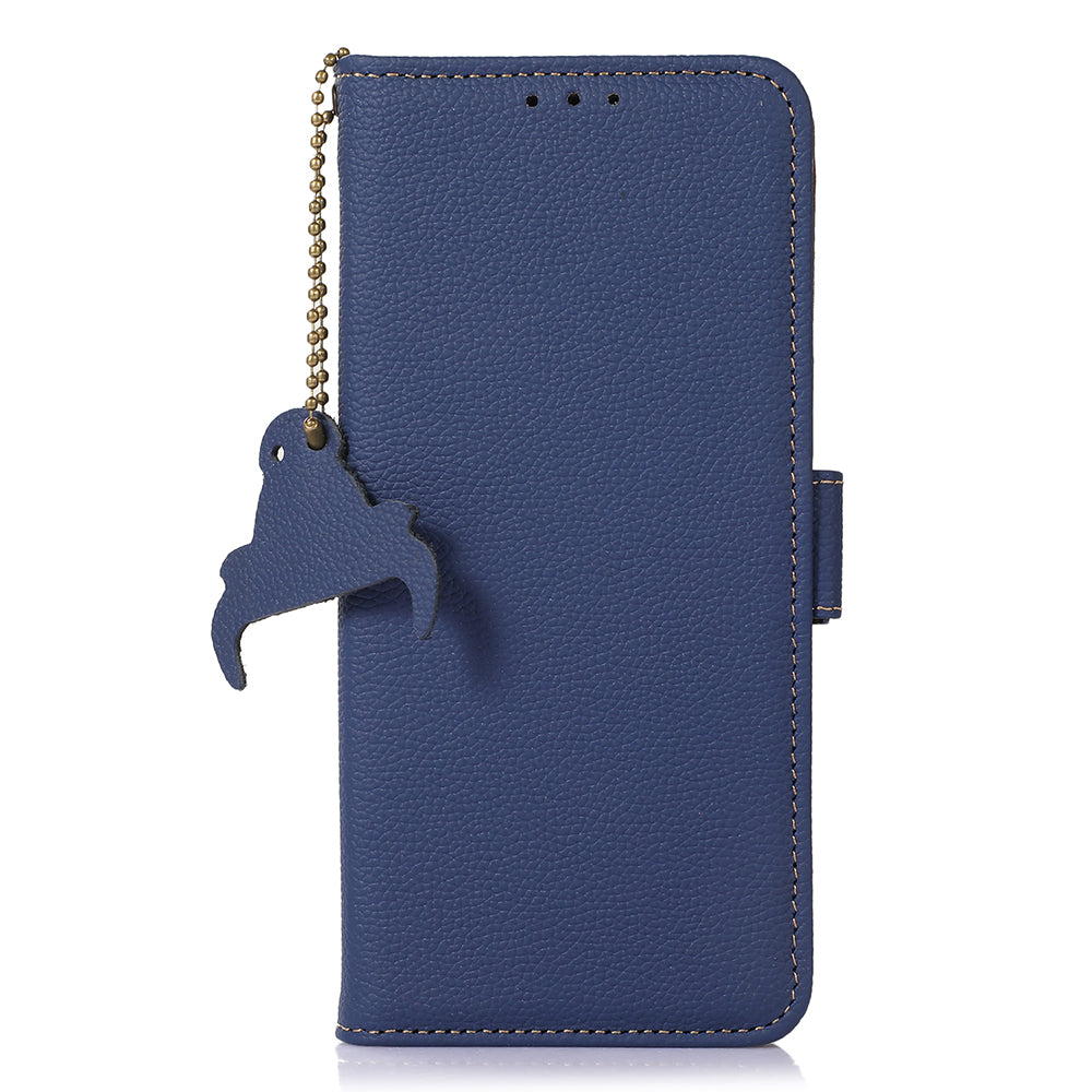 For Nokia C32 RFID Blocking Phone Cover Genuine Cow Leather Phone Case with Stand Wallet