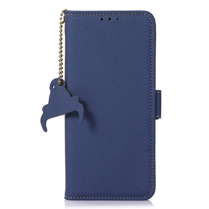 For Nokia C32 RFID Blocking Phone Cover Genuine Cow Leather Phone Case with Stand Wallet
