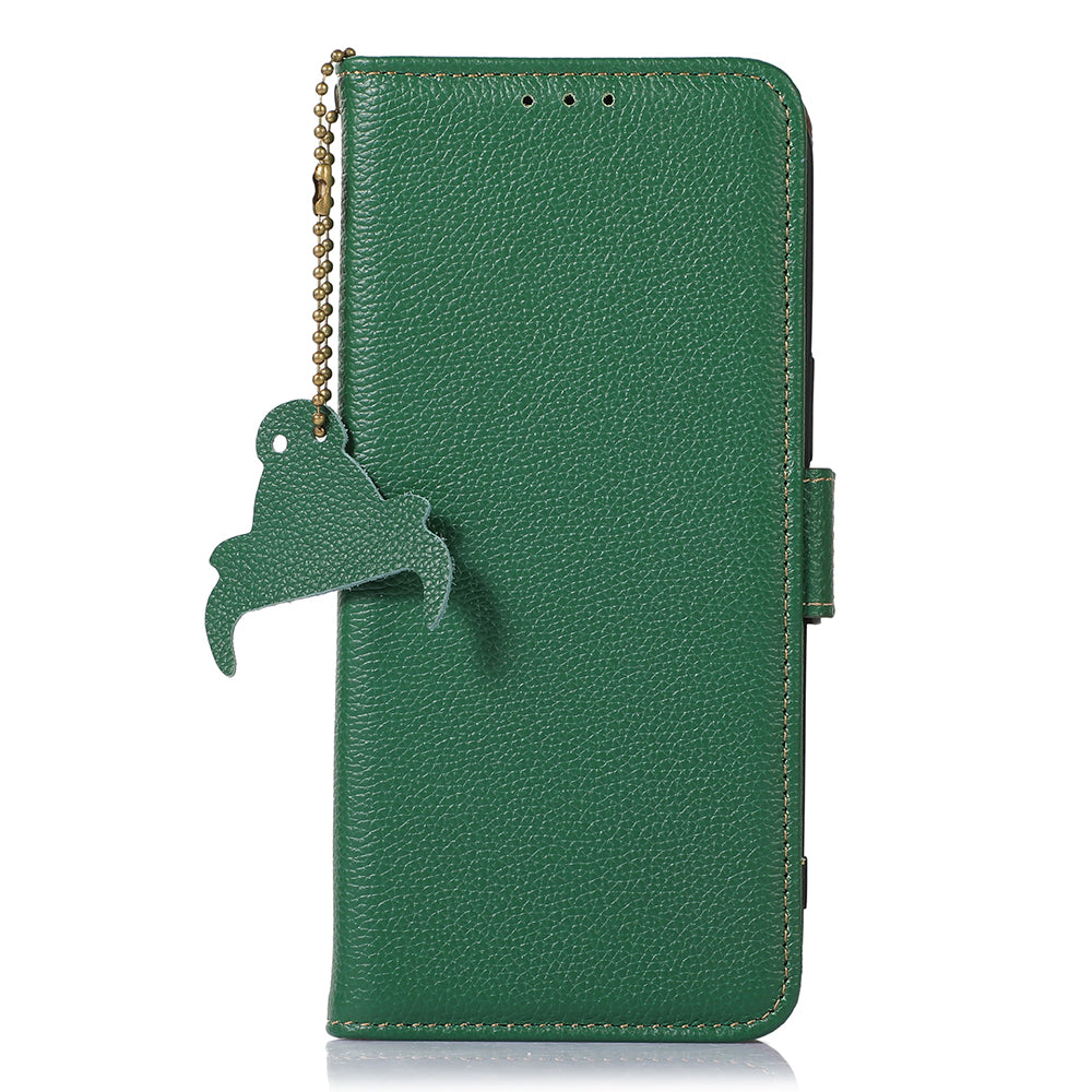 For Nokia C32 RFID Blocking Phone Cover Genuine Cow Leather Phone Case with Stand Wallet