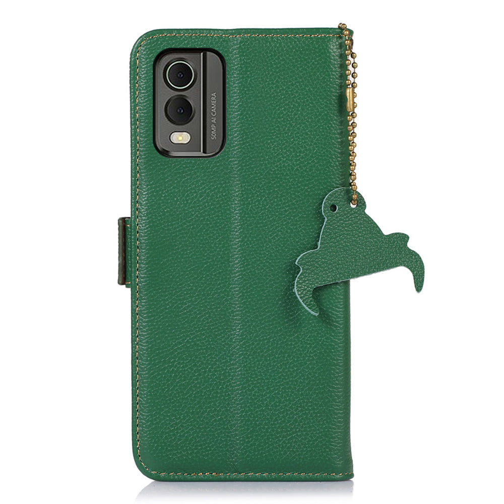 For Nokia C32 RFID Blocking Phone Cover Genuine Cow Leather Phone Case with Stand Wallet