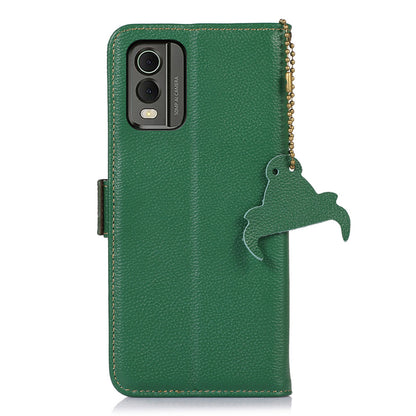 For Nokia C32 RFID Blocking Phone Cover Genuine Cow Leather Phone Case with Stand Wallet