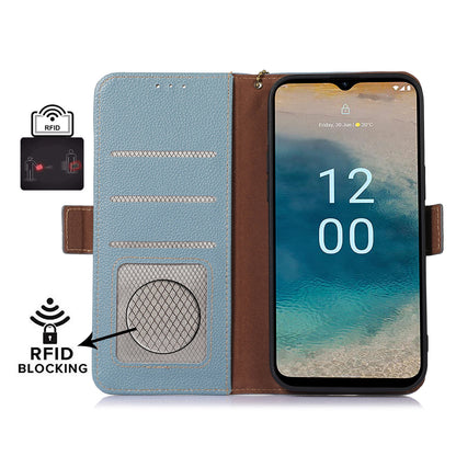 For Nokia C32 RFID Blocking Phone Cover Genuine Cow Leather Phone Case with Stand Wallet
