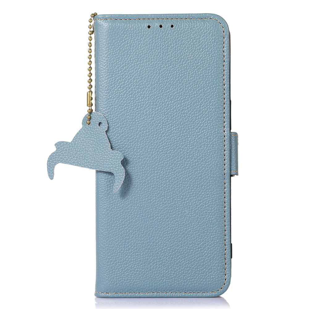 For Nokia C32 RFID Blocking Phone Cover Genuine Cow Leather Phone Case with Stand Wallet