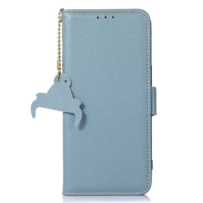 For Nokia C32 RFID Blocking Phone Cover Genuine Cow Leather Phone Case with Stand Wallet
