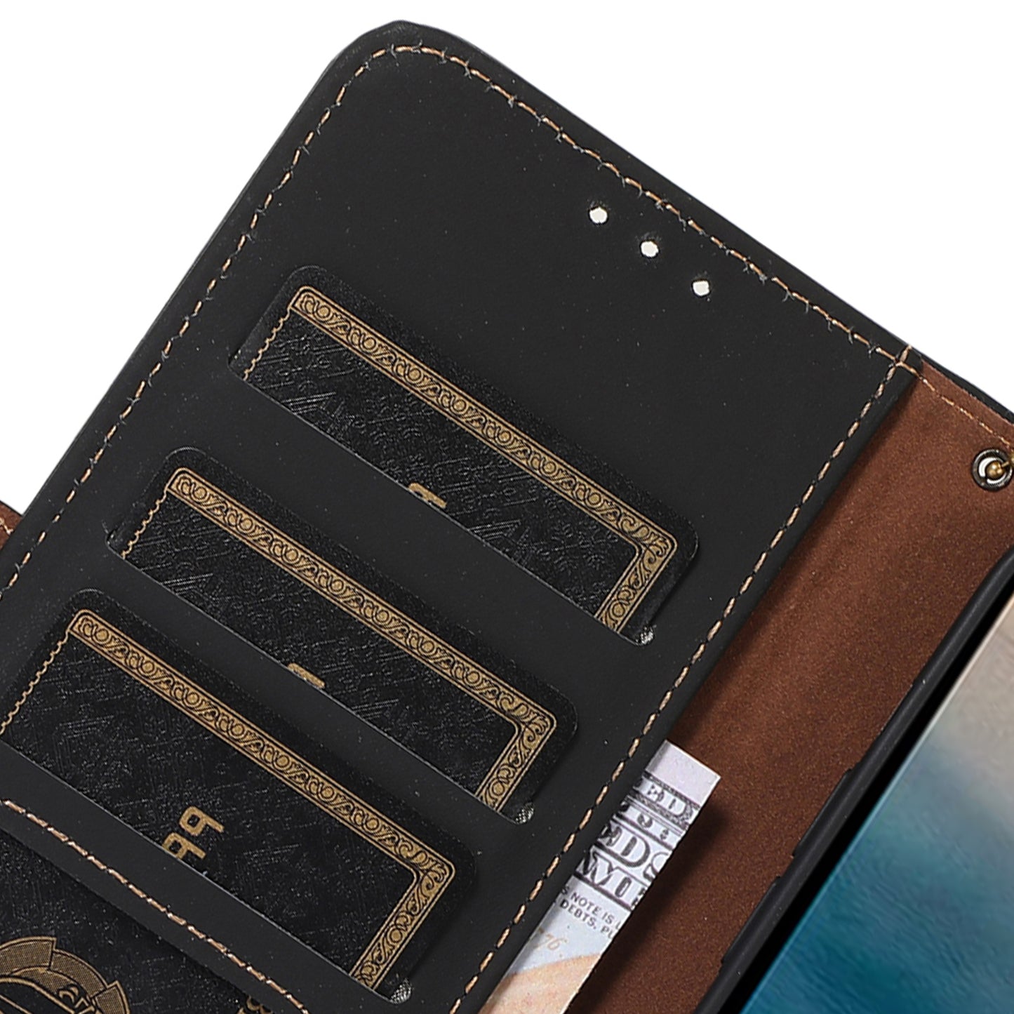 For Nokia C32 Stand Wallet RFID Blocking Phone Case Genuine Cow Leather Smartphone Cover