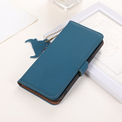 For Nokia C32 Stand Wallet RFID Blocking Phone Case Genuine Cow Leather Smartphone Cover