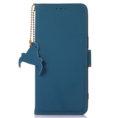 For Nokia C32 Stand Wallet RFID Blocking Phone Case Genuine Cow Leather Smartphone Cover