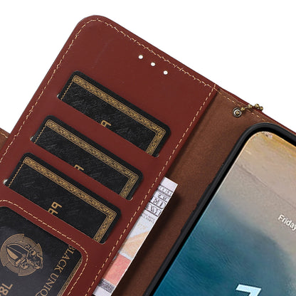 For Nokia C32 Stand Wallet RFID Blocking Phone Case Genuine Cow Leather Smartphone Cover