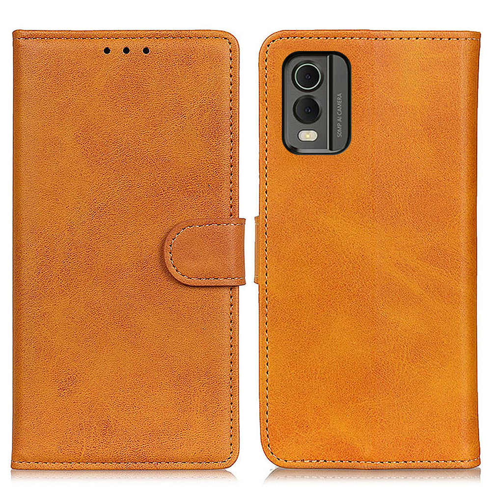 For Nokia C32 Cowhide Texture PU Leather Wallet Mobile Case Drop-proof Stand Phone Cover