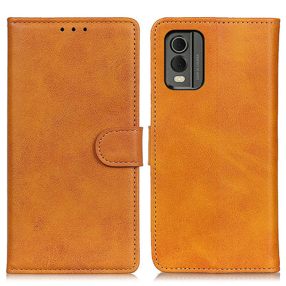 For Nokia C32 Cowhide Texture PU Leather Wallet Mobile Case Drop-proof Stand Phone Cover
