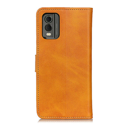 For Nokia C32 Cowhide Texture PU Leather Wallet Mobile Case Drop-proof Stand Phone Cover