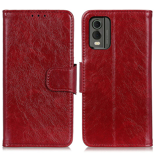 For Nokia C32 Wallet Stand Split Leather Phone Case Nappa Texture Cellphone Protective Cover