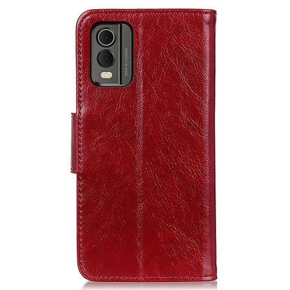 For Nokia C32 Wallet Stand Split Leather Phone Case Nappa Texture Cellphone Protective Cover