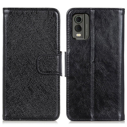 For Nokia C32 Wallet Stand Split Leather Phone Case Nappa Texture Cellphone Protective Cover