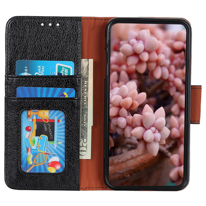 For Nokia C32 Wallet Stand Split Leather Phone Case Nappa Texture Cellphone Protective Cover