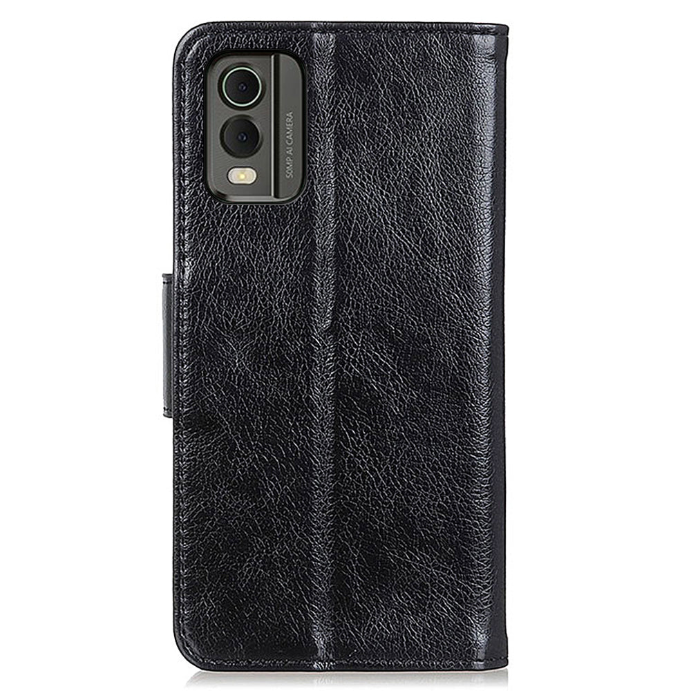 For Nokia C32 Wallet Stand Split Leather Phone Case Nappa Texture Cellphone Protective Cover