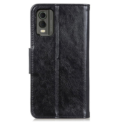 For Nokia C32 Wallet Stand Split Leather Phone Case Nappa Texture Cellphone Protective Cover