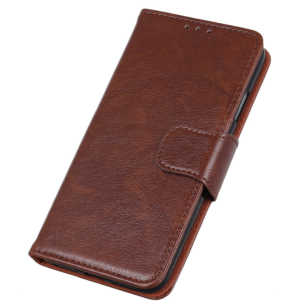 For Nokia C32 Wallet Stand Split Leather Phone Case Nappa Texture Cellphone Protective Cover