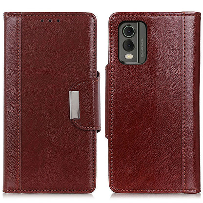 Cowhide Texture Phone Case for Nokia C32 , PU Leather Folio Flip Cover Wallet Stand Protector Shell