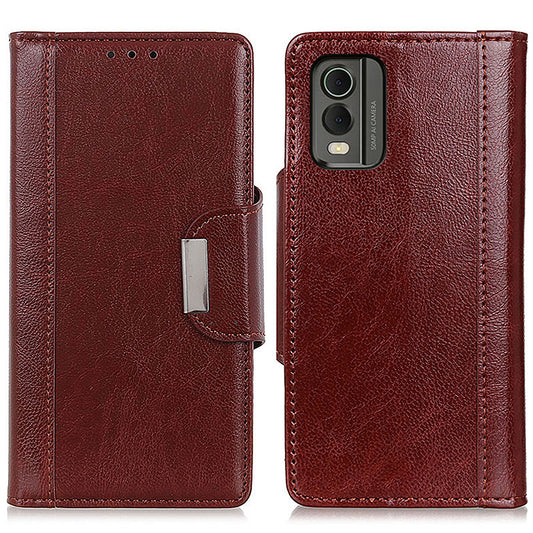 Cowhide Texture Phone Case for Nokia C32 , PU Leather Folio Flip Cover Wallet Stand Protector Shell