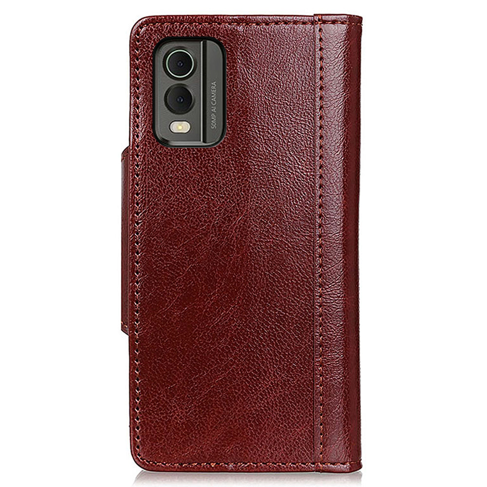 Cowhide Texture Phone Case for Nokia C32 , PU Leather Folio Flip Cover Wallet Stand Protector Shell