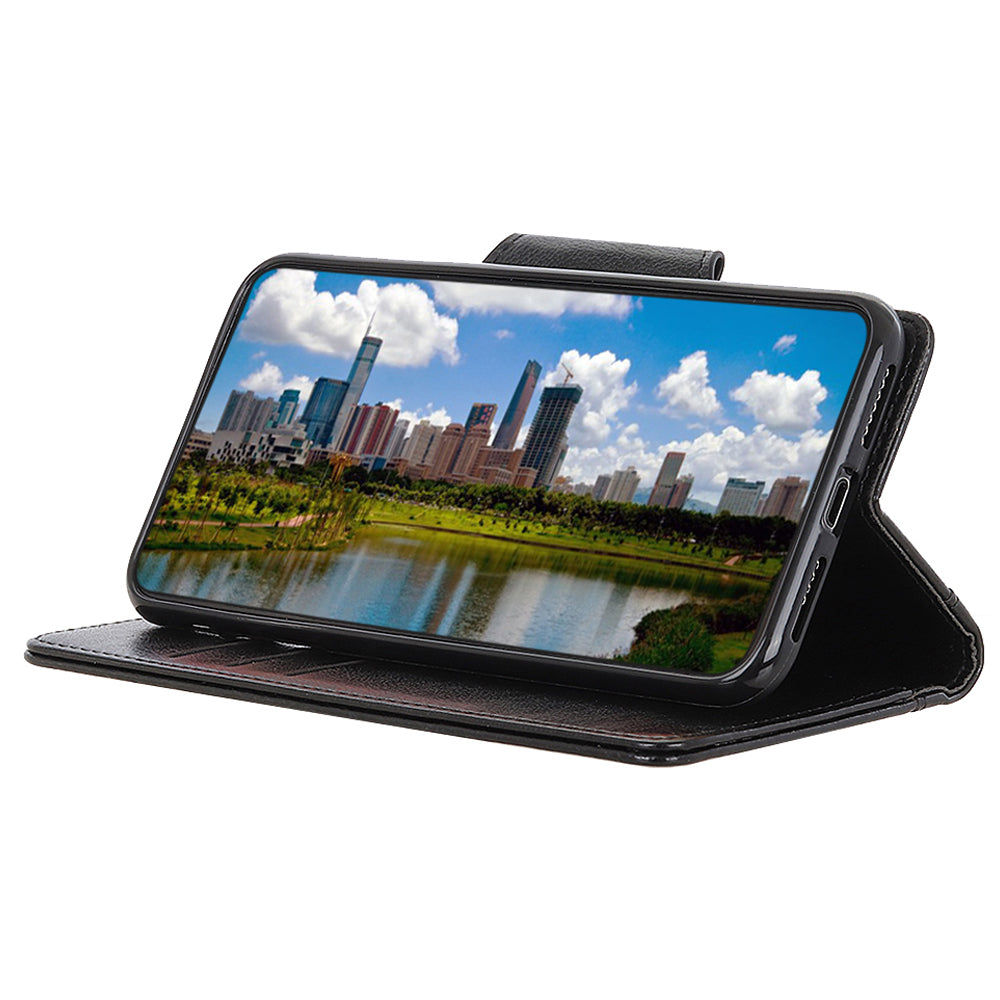 Cowhide Texture Phone Case for Nokia C32 , PU Leather Folio Flip Cover Wallet Stand Protector Shell