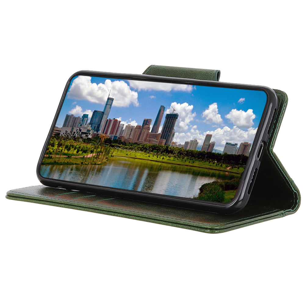 Cowhide Texture Phone Case for Nokia C32 , PU Leather Folio Flip Cover Wallet Stand Protector Shell