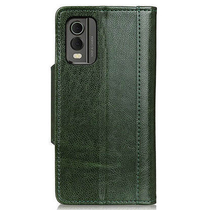 Cowhide Texture Phone Case for Nokia C32 , PU Leather Folio Flip Cover Wallet Stand Protector Shell