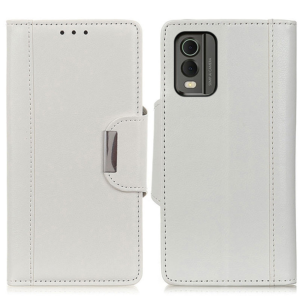 Cowhide Texture Phone Case for Nokia C32 , PU Leather Folio Flip Cover Wallet Stand Protector Shell