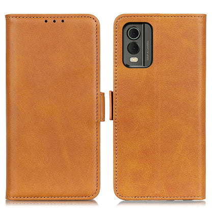 Phone Cover for Nokia C32 Anti-drop Cowhide Texture PU Leather Foldable Stand Wallet Case