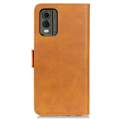 Phone Cover for Nokia C32 Anti-drop Cowhide Texture PU Leather Foldable Stand Wallet Case