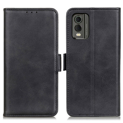Phone Cover for Nokia C32 Anti-drop Cowhide Texture PU Leather Foldable Stand Wallet Case