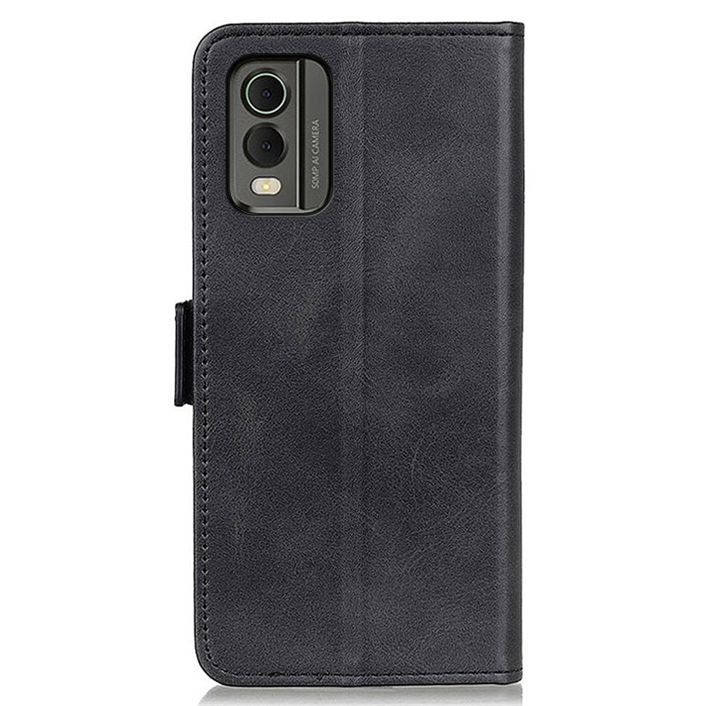 Phone Cover for Nokia C32 Anti-drop Cowhide Texture PU Leather Foldable Stand Wallet Case