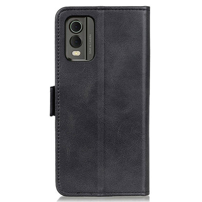 Phone Cover for Nokia C32 Anti-drop Cowhide Texture PU Leather Foldable Stand Wallet Case