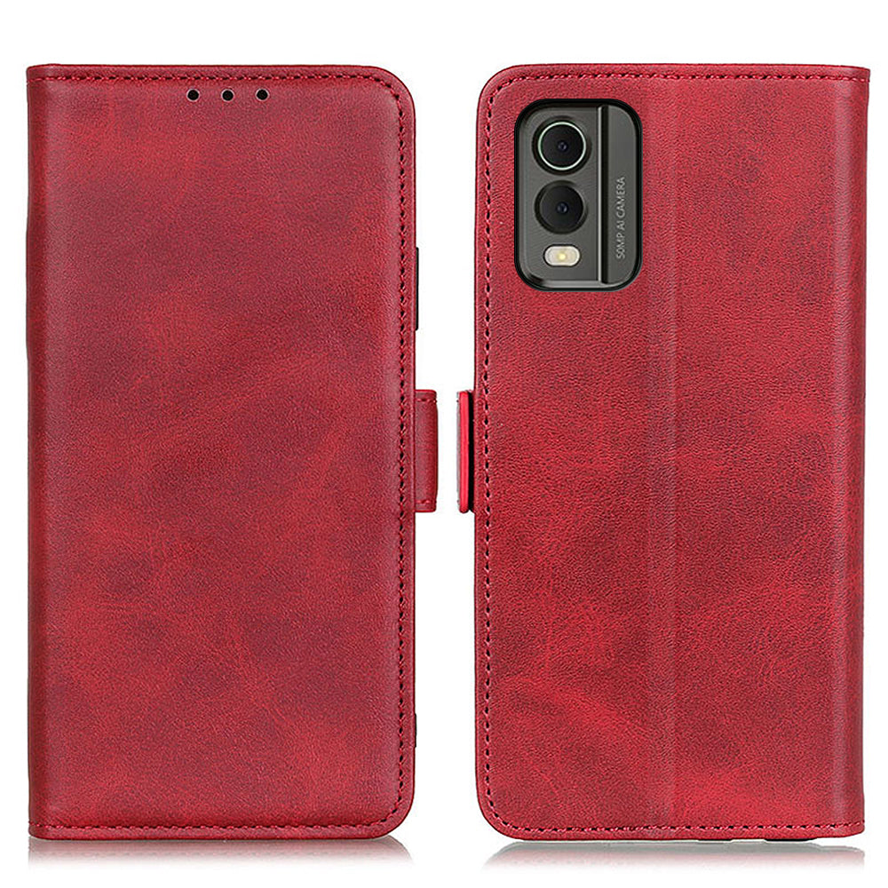 Phone Cover for Nokia C32 Anti-drop Cowhide Texture PU Leather Foldable Stand Wallet Case