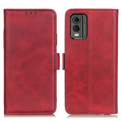 Phone Cover for Nokia C32 Anti-drop Cowhide Texture PU Leather Foldable Stand Wallet Case