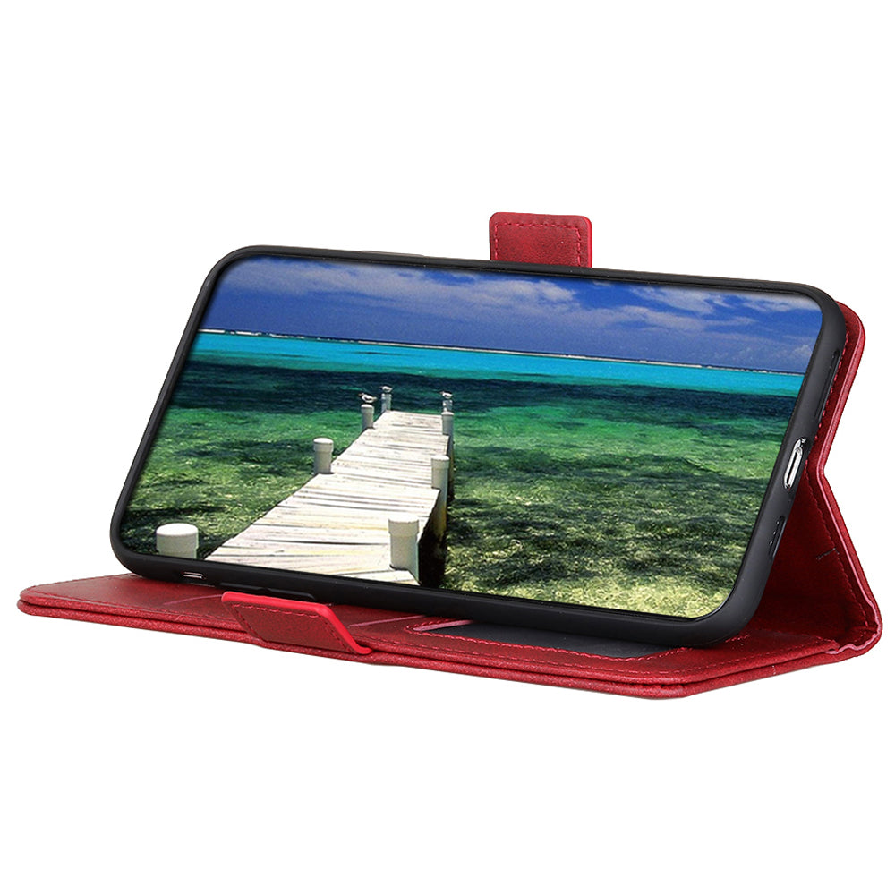 Phone Cover for Nokia C32 Anti-drop Cowhide Texture PU Leather Foldable Stand Wallet Case