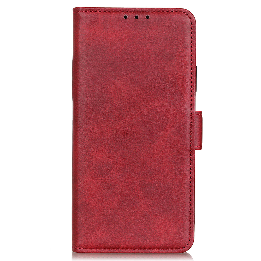 Phone Cover for Nokia C32 Anti-drop Cowhide Texture PU Leather Foldable Stand Wallet Case