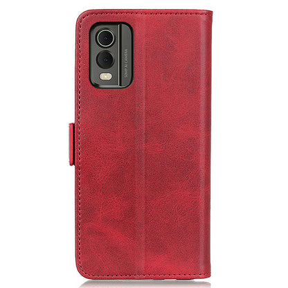 Phone Cover for Nokia C32 Anti-drop Cowhide Texture PU Leather Foldable Stand Wallet Case