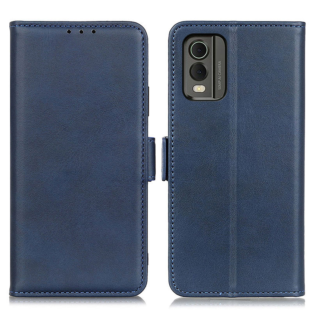 Phone Cover for Nokia C32 Anti-drop Cowhide Texture PU Leather Foldable Stand Wallet Case