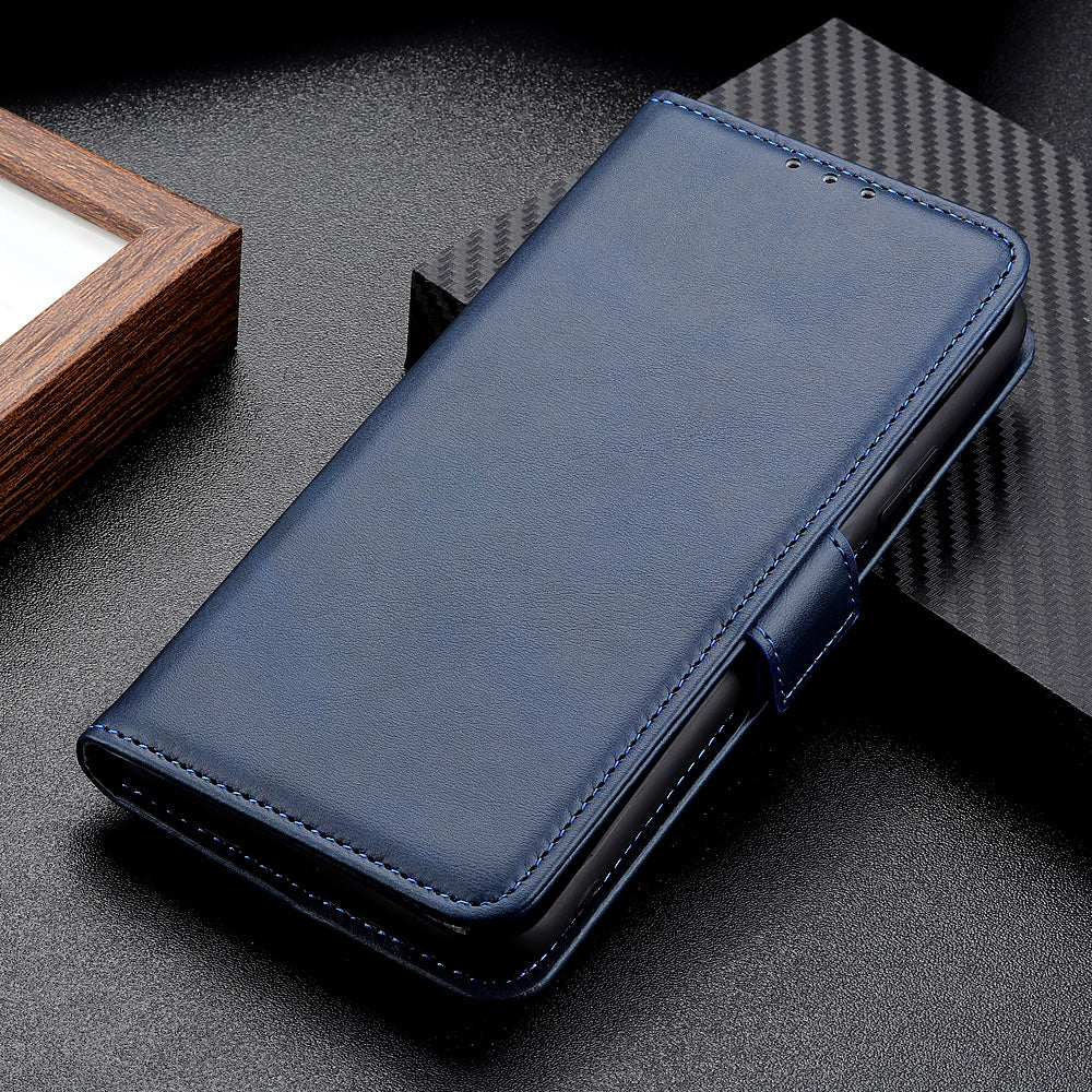 Phone Cover for Nokia C32 Anti-drop Cowhide Texture PU Leather Foldable Stand Wallet Case